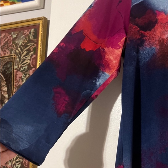 Clara Sun Woo asymmetrical neckline 3/4 sleeve sharkbite hem tunic - Picture 5 of 9